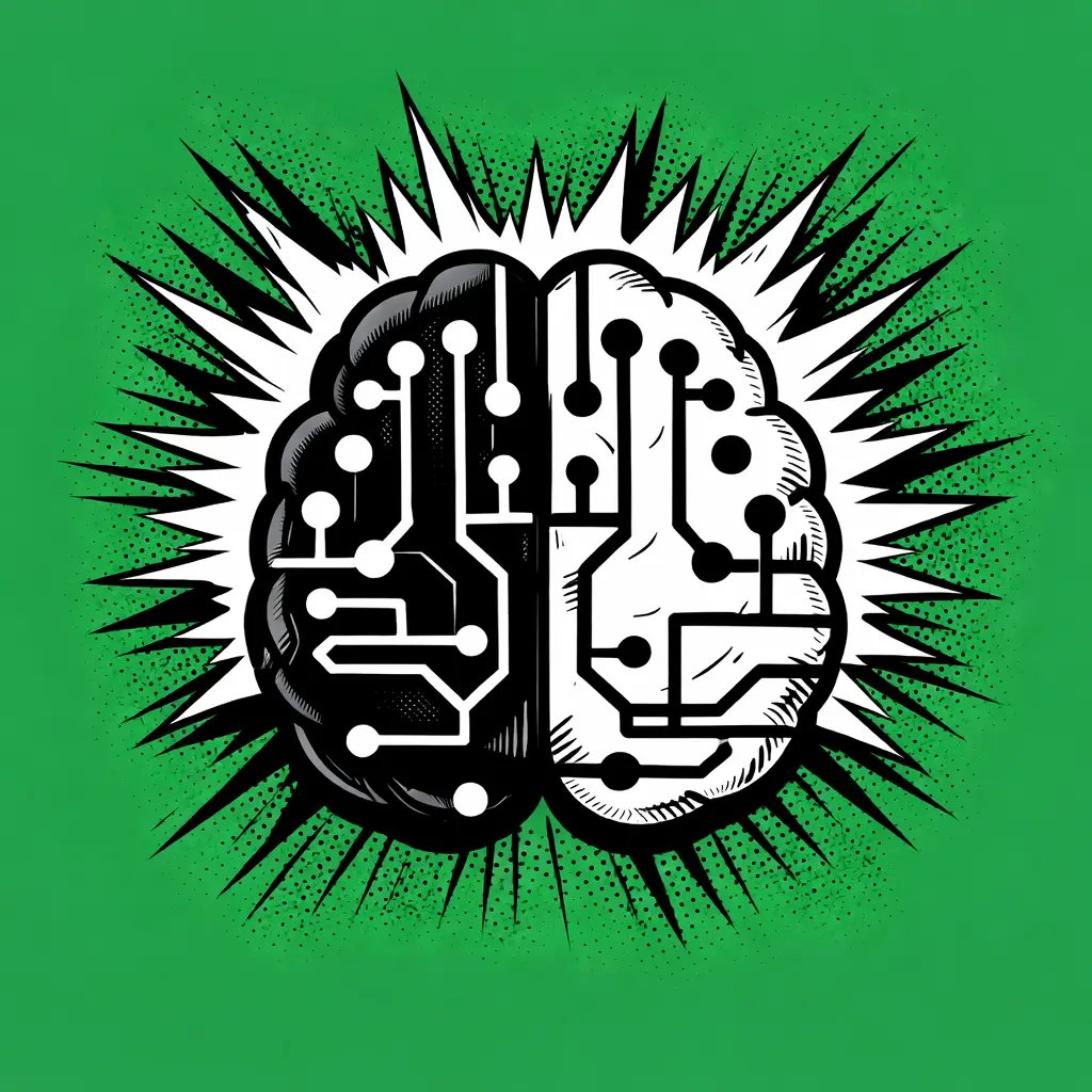 ilustración dibujo de cerebro con circuitos