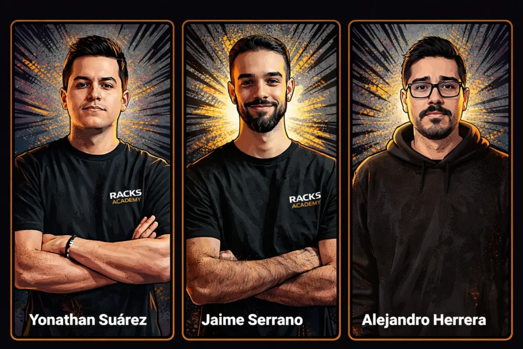 Ilustración docentes curso Racks Academy
