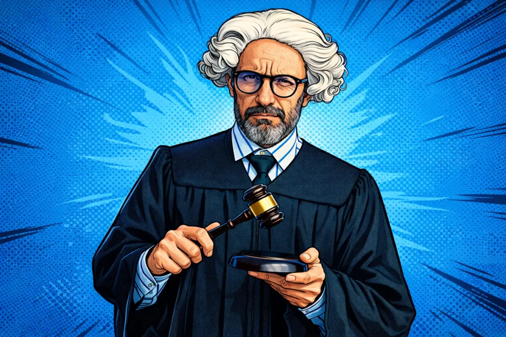 Ilustración versión comic de Juez