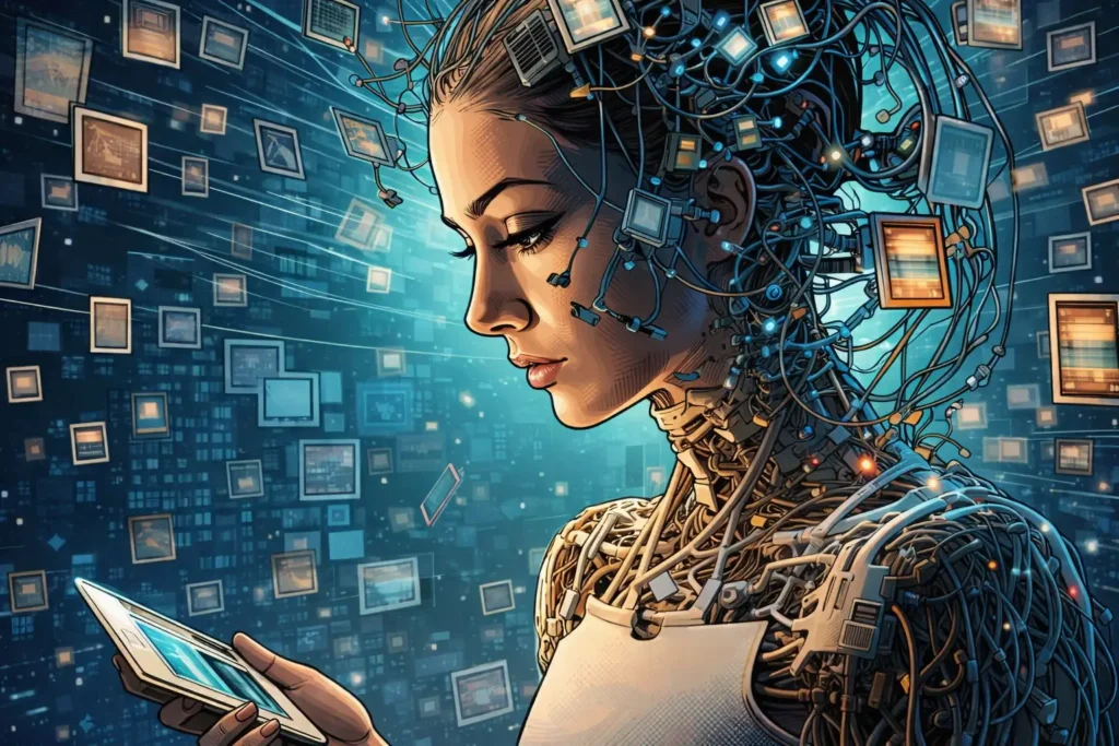 Ilustración chica robótica